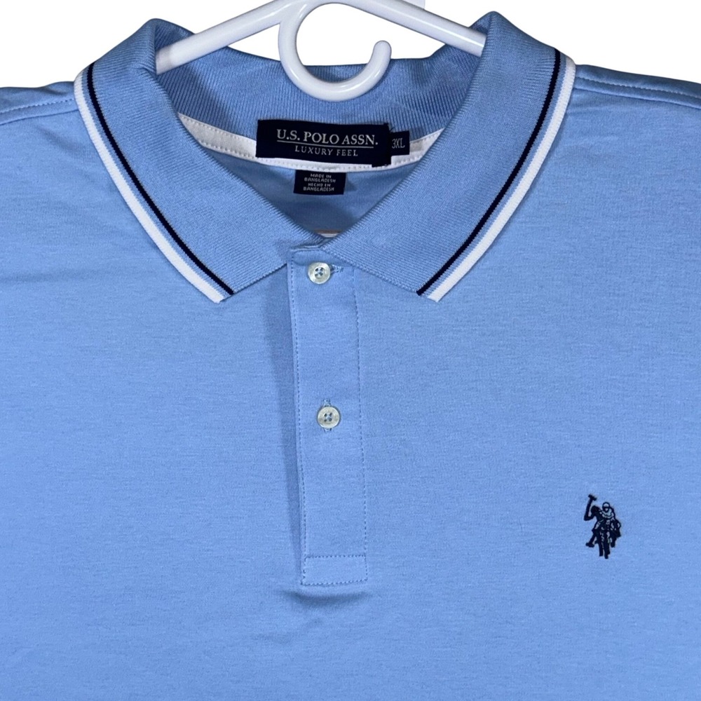 US Polo Assn Mens Size 3XL Luxury Feel Polo Shirt Open Air Blue New